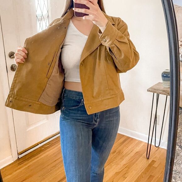 Banana Republic Amelia Flight Jacket Hemp Caramel Apple L - Picture 3 of 12